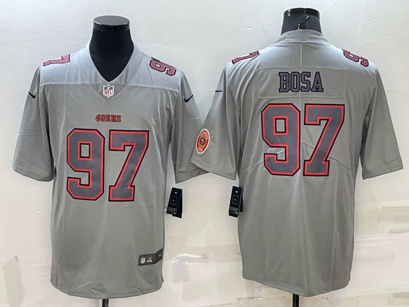 Men's San Francisco 49ers #97 Nick Bosa Grey With Patch Atmosphere Fashion Stitched Jersey